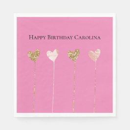 Guardanapo De Papel Dourado brilho cor-de-rosa Cordas do Coração Noite