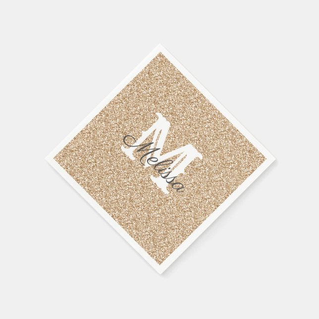 Guardanapo De Papel Dourado brilho sunset e Monograma Sparkle Napkin (Canto)