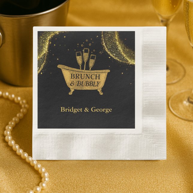 Guardanapo De Papel Dourado Brunch e Casamento de Borracha Negra (Criador carregado)