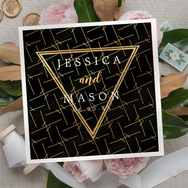 Guardanapo De Papel Dourado Casamento Chic Moderno Cocktail Napkins (Criador carregado)