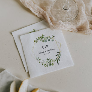 Guardanapo De Papel Dourado Casamento Geométrico Eucalyptus em Nápol