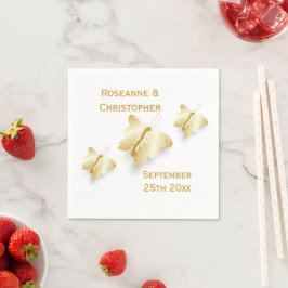 Guardanapo De Papel Dourado casamento Napkins Borboletas Design
