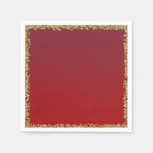 Guardanapo De Papel Dourado com Brilho Vermelho Glamour Faísca Festa
