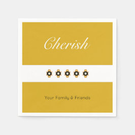 Guardanapo De Papel Dourado com Floral Preto e Branco