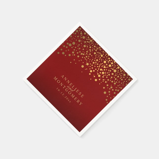Guardanapo De Papel Dourado Confetti Maroon Red (Canto)