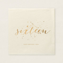 Guardanapo De Papel Dourado Confetti Sweet 16, 16, Birthday Ecru