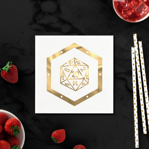 Guardanapo De Papel Dourado D20 Crit Tabletop Role Player Dice