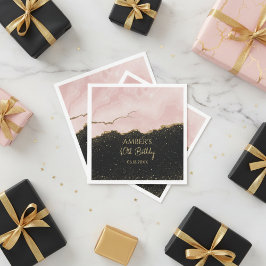 Guardanapo De Papel Dourado de Champanhe Rosado Glitter Abstrato Aquar