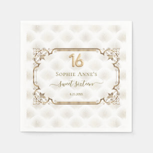 Guardanapo De Papel Dourado Deco de Arte Branca Doce Dezesseis Anivers