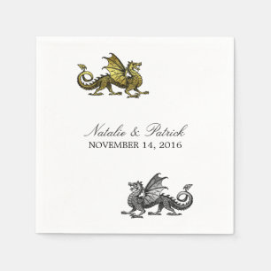 Guardanapo De Papel Dourado Dragão de Prata Napkins