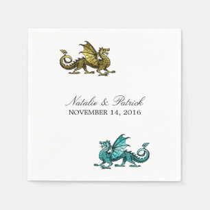 Guardanapo De Papel Dourado Dragão Teal Papel de Casamento Napkins