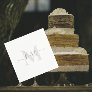 Guardanapo De Papel Dourado e Cinza Monograma Swash Script White Cocta