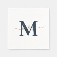 Dourado e Marinho Monograma Swash Script White Coc