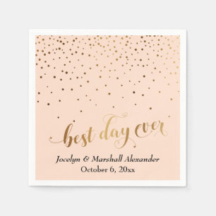 Guardanapo De Papel Dourado e Peach Best Day Ever Hearts Confetti