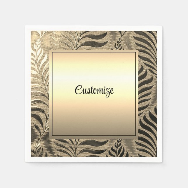 Guardanapo De Papel Dourado Folha Motif Personalizado (Frente)