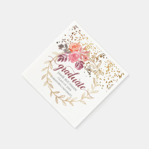 Guardanapo De Papel Dourado Glitter Rosa Marsala, Partido Floral do Fo