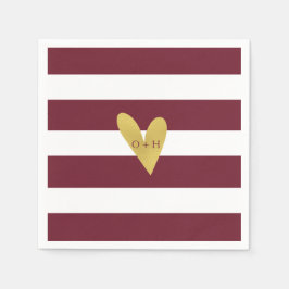 Guardanapo De Papel Dourado Heart Burgundy Marsala Papel de Casamento 
