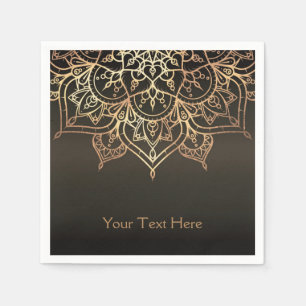 Guardanapo De Papel Dourado Mandala Marrom Terroso Bronze Moderno Fest