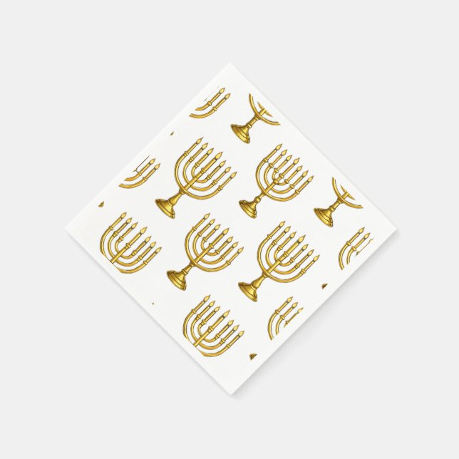 Guardanapo De Papel Dourado Menorah Pattern Hanukkah Napkins (Canto)