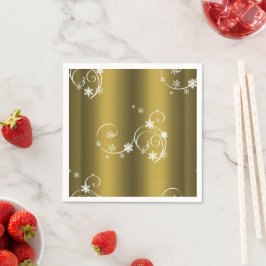 Guardanapo De Papel Dourado metálico, White Swirls Natal