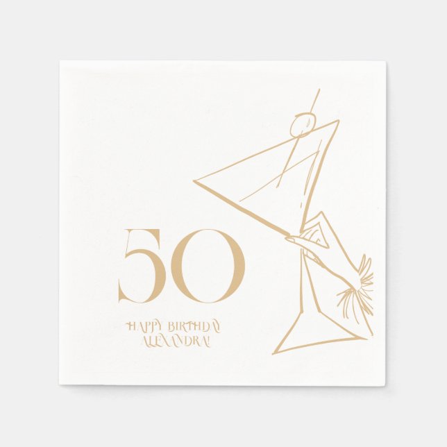 Guardanapo De Papel Dourado Moderno 50º Aniversário Adulto Napkin (Frente)