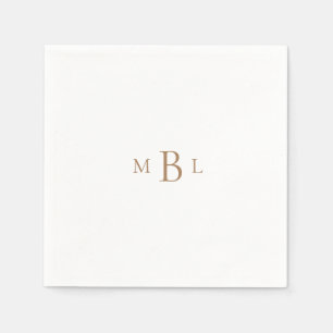 Guardanapo De Papel Dourado Monograma Branco Elegante Cocktail II