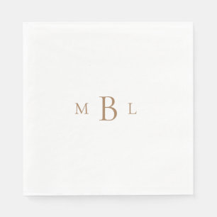 Guardanapo De Papel Dourado Monograma de Casamento Elegante Branco