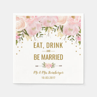 Guardanapo De Papel Dourado Papel de Casamento Floral Cor-de-Rosa Blus