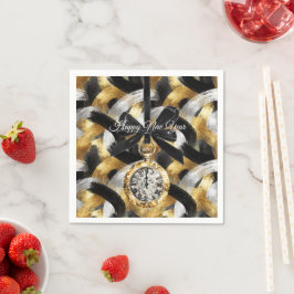 Guardanapo De Papel Dourado Prateado Glamouroso Ano Novo Meia-Noite