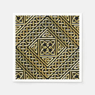 Guardanapo De Papel Dourado Preto Formas Quadradas Celtas de Knotwork 