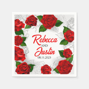 Guardanapo De Papel Dourado Red Floral Modern Boho