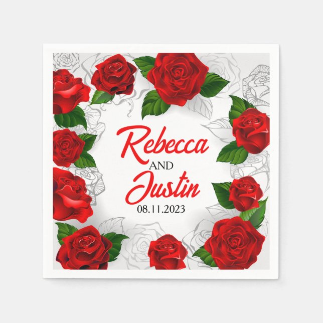 Guardanapo De Papel Dourado Red Floral Modern Boho (Frente)