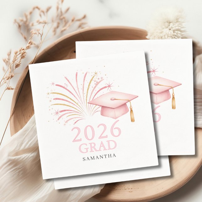 Guardanapo De Papel Dourado Rosa Moderno Graduado 2026  (Criador carregado)