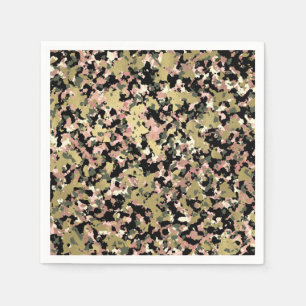 Guardanapo De Papel Dourado Rosa Verde Preto Padrão de Camuflagem Fest