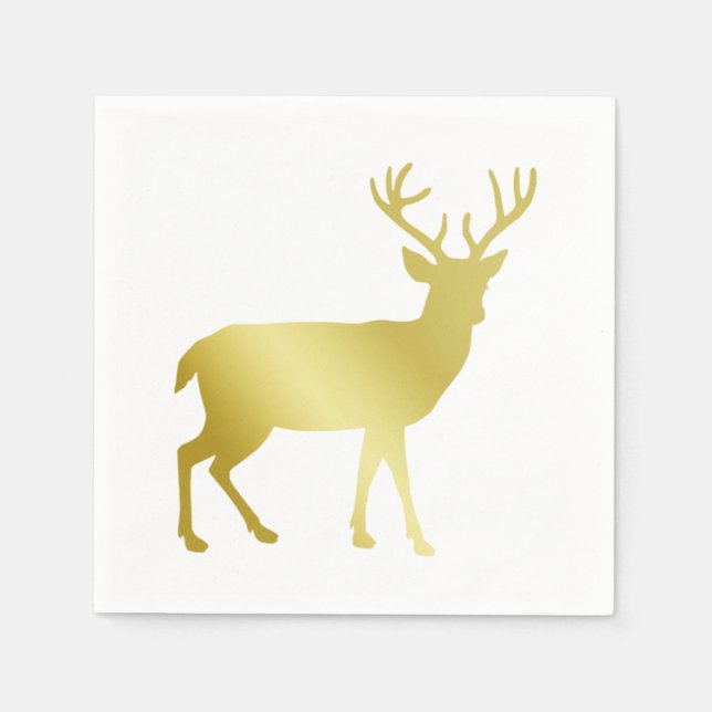 Guardanapo De Papel Dourado Stag Deer Natal (Frente)
