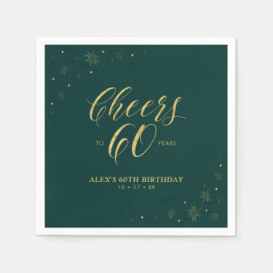 Guardanapo De Papel Dourado & Verde Modernos Aplaudem Aniversário de 6