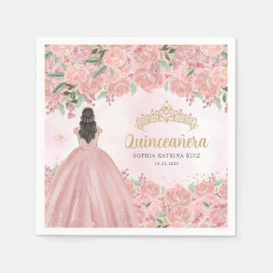 Guardanapo De Papel Dourado vestido cor-de-rosa brilhante Princesa Qui