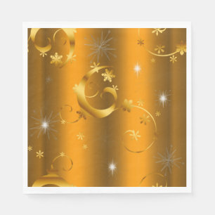 Guardanapo De Papel Dourados Anjos e Estrelas Feliz Natal
