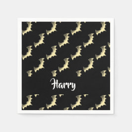 Guardanapo De Papel Dourados morcegos em preto