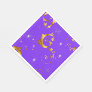 Guardanapo De Papel Dourados picos e estrelas Natal roxo