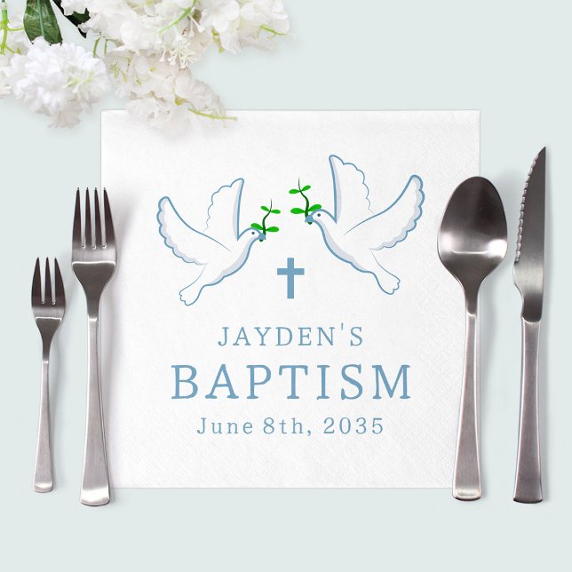 Guardanapo De Papel Dove Blue Boy Baptism (Dove Blue Boy Baptism Napkins
)