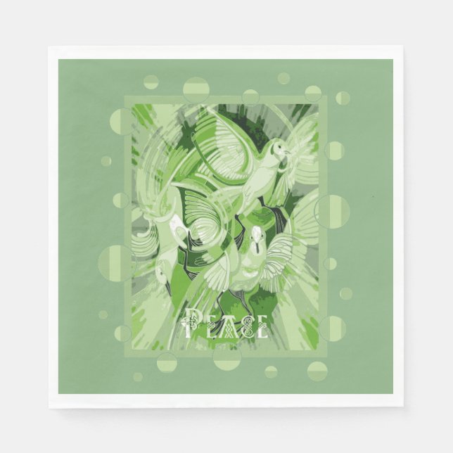Guardanapo De Papel Dove Com Texto De Paz Celta Em Toneladas Verdes (Frente)