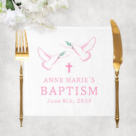 Guardanapo De Papel Dove Pink Girl Baptism