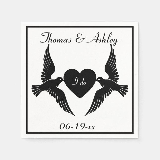 Guardanapo De Papel Doves e Coração (Frente)