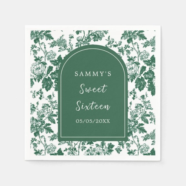 Guardanapo De Papel Doze Anos Antigos Verde Chinoiserie Doce (Frente)