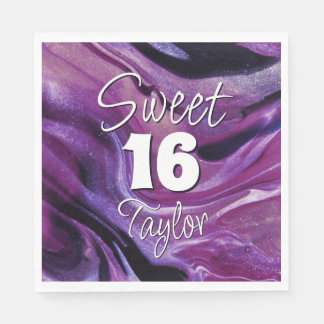 Guardanapo De Papel Doze Anos Personalizados com Mármore Roxo