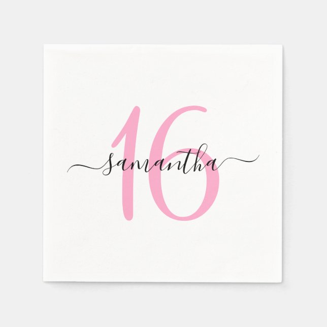 Guardanapo De Papel Doze Anos Rosa Personalizados (Frente)