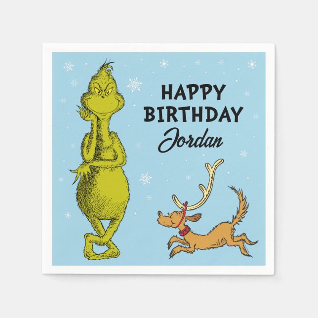 Guardanapo De Papel Dr. Seuss | Aniversário de Inverno do Grinch (Frente)