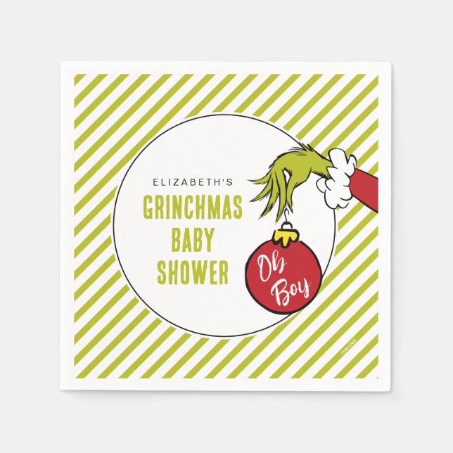 Guardanapo De Papel Dr. Seuss | Chuvinha de Bebê Menino Grinch (Frente)