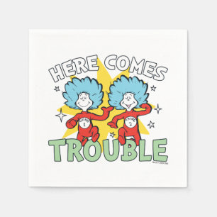 Guardanapo De Papel Dr. Seuss Coisa Um Coisa Dois Aqui Vem o Problem
